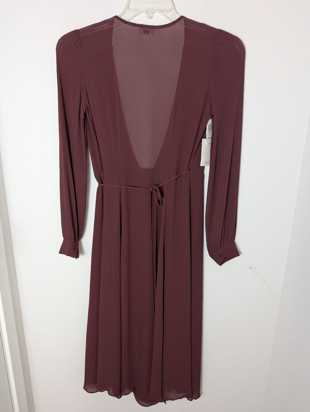 New Wilfred Lina Feminine Wrap Dress Midi Red Rust Size XXS Lined Front Tie - Picture 7 of 16